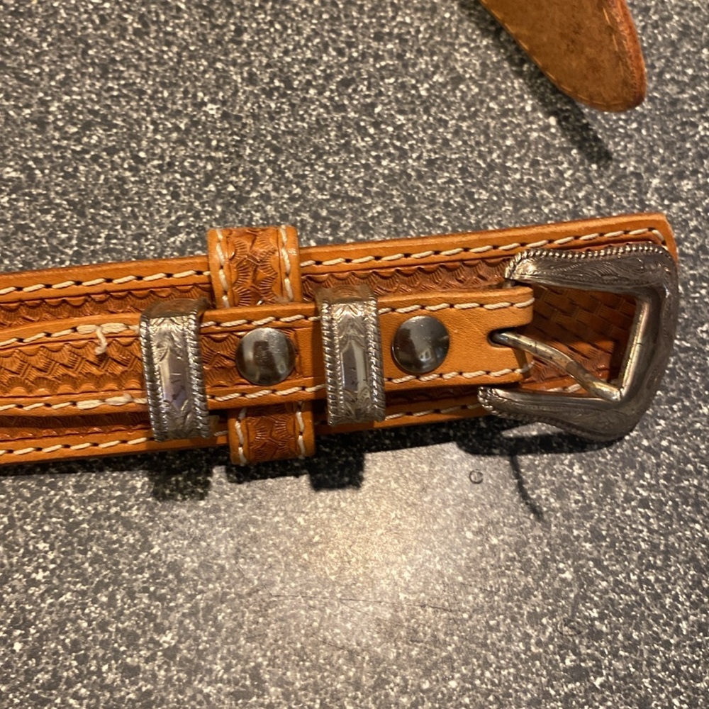 THE WALKER: CHESTNUT BROWN STITCHED BASKET WEAVE RANGER size 32” - Picture 3 of 11